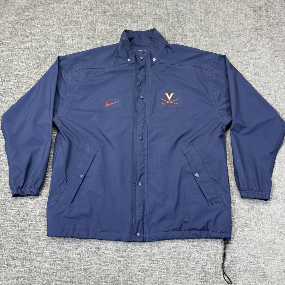 Nike Team Virginia Cavaliers Jacket Mens L Navy Full Zip Snap Windbreaker Rain - Picture 2 of 14